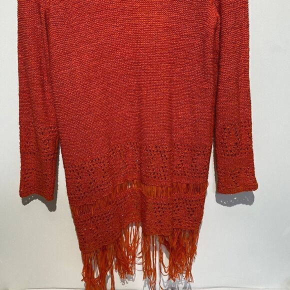 Michael Michael Kors Women's Fringe Hem Open Front Cardigan In Red Size XS - Picture 8 of 11